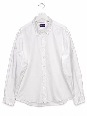 Ralph Lauren Purple Label Made in Italy White Piqué Button-Down Shirt Size 17